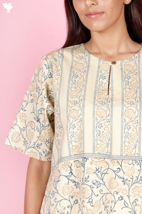 Twill Kurta In Block Print